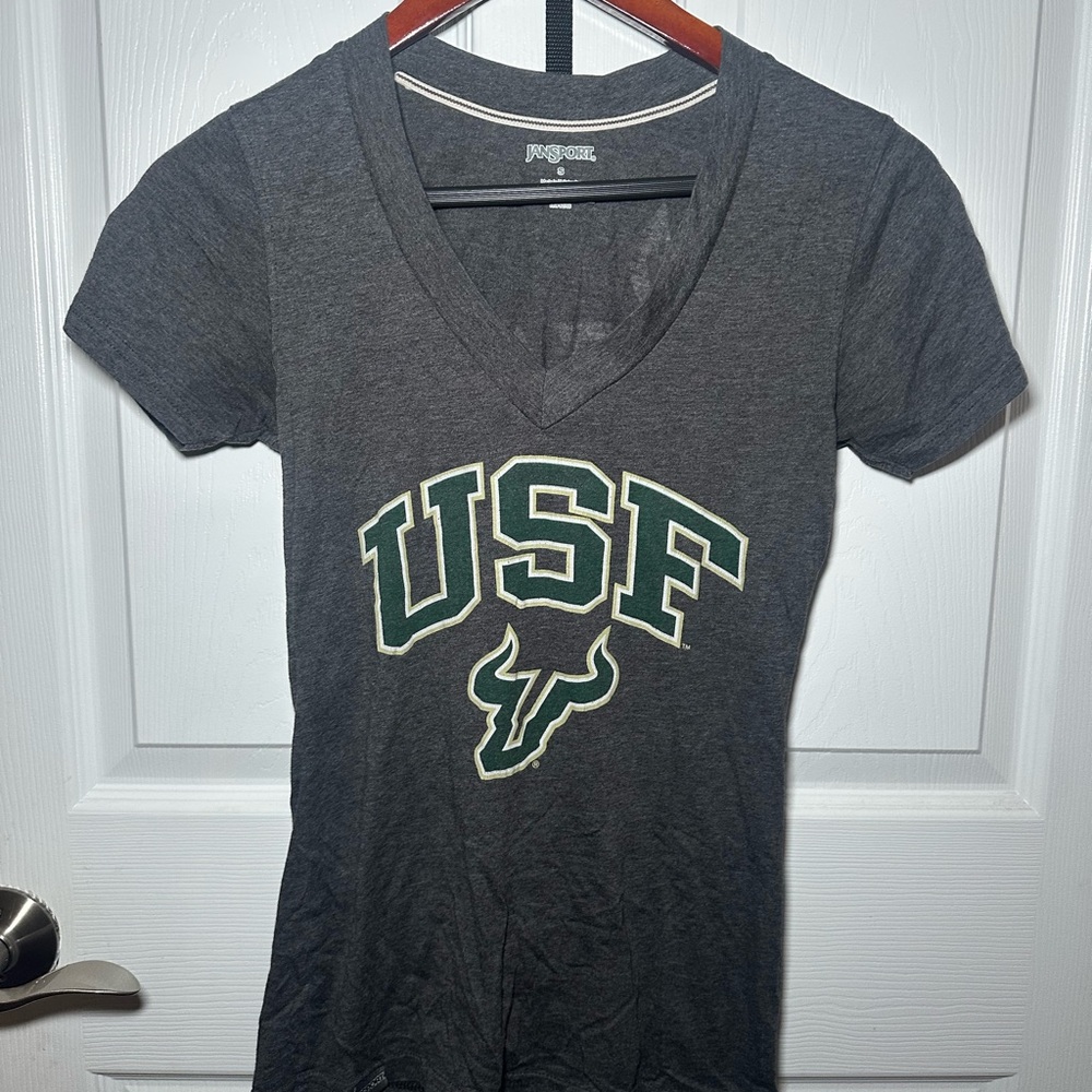 USF Gray V-Neck Women's Top